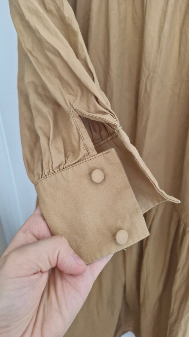 Bej Bohem Uzun Keten Elbise - Görsel 3