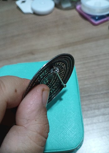 Beden turkuaz Renk Güneş Sembollü Vintage Gri Broş