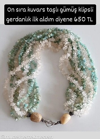 Gümüş klipsli 10 sıra taşlı gerdanlık