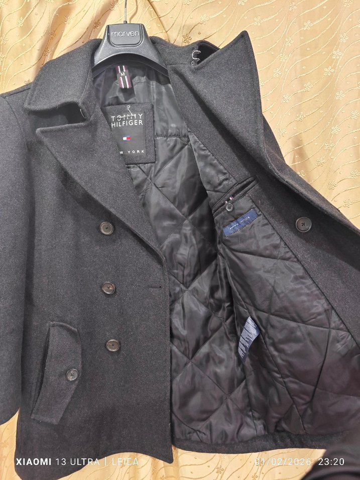 orjinal Tommy Hilfiger erkek yün kaban - Görsel 4