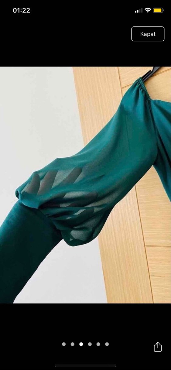 Yeşil Midi Uzun Kollu Salaş Elbise - Görsel 3