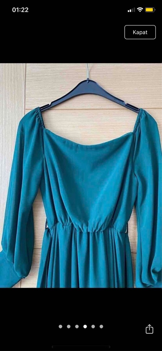 Yeşil Midi Uzun Kollu Salaş Elbise - Görsel 4