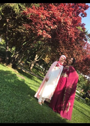 Bohem Etnik Desenli Uzun Straplez Nişan Elbisesi - Görsel 2