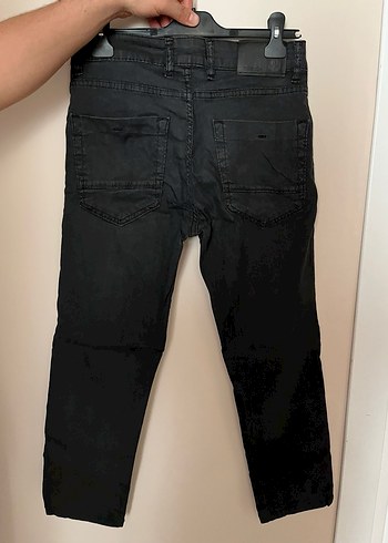 Siyah Düğmeli Erkek Denim Pantolon - Görsel 2
