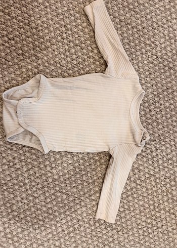 H&M Beyaz Organik Pamuklu Düğmeli Uzun Kollu Body - Görsel 2