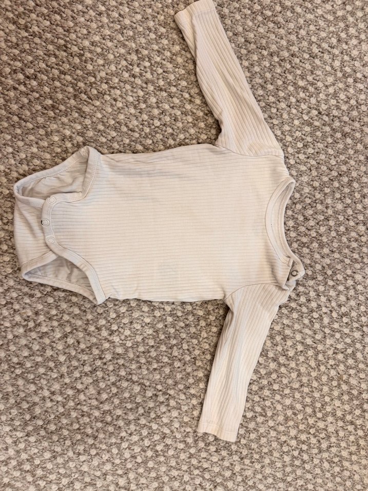 H&M Beyaz Organik Pamuklu Düğmeli Uzun Kollu Body - Görsel 2