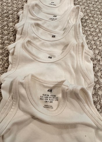 H&M Beyaz Kolsuz Bebek Çıtçıtlı Body Seti - Görsel 3