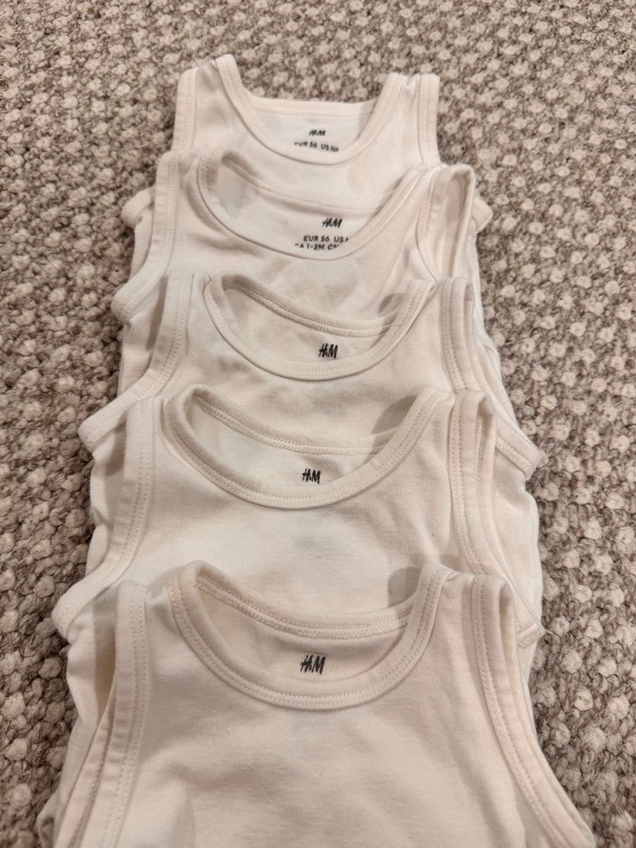 H&M Beyaz Kolsuz Bebek Çıtçıtlı Body Seti - Görsel 2