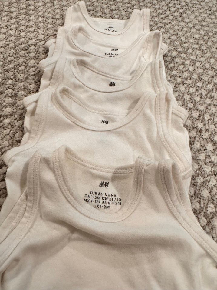 H&M Beyaz Kolsuz Bebek Çıtçıtlı Body Seti - Görsel 4