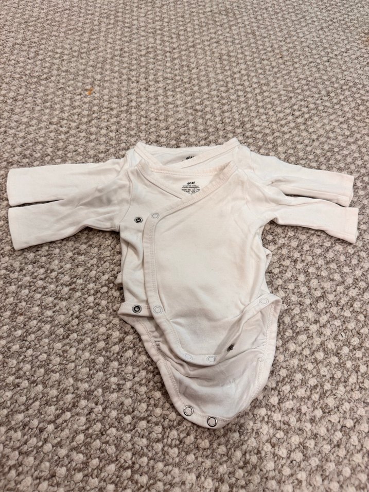 H&m Uzun Kollu Beyaz Bebek Body Seti - Görsel 3