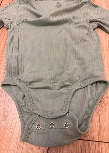 H&M Yeşil Uzun Kollu Bebek Body - Görsel 3