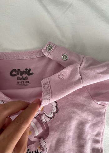 Civil Dantel Detaylı Pembe Kız Bebek Tulum