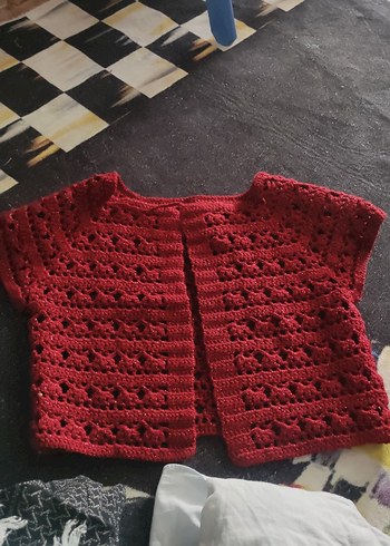 Bordo Örgü Kız Çocuk Kolsuz Hırka