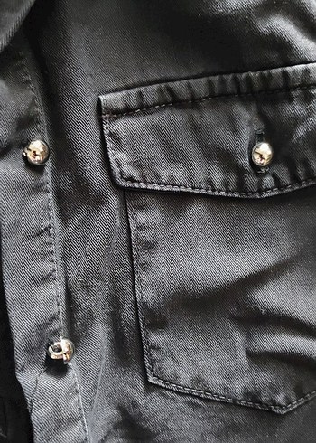 36 Beden Düğmeli Siyah Kadın Denim Ceket