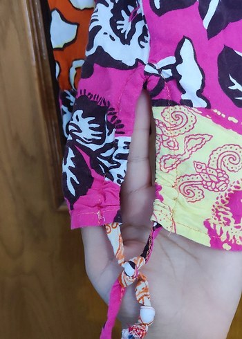 Bohem Çok Renkli Uzun Drapeli Kadın Bluz - Görsel 2