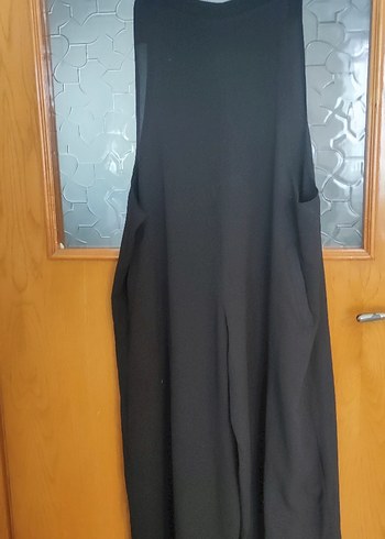 Siyah Drapeli Yüksek Yakalı Uzun tulum - Görsel 2