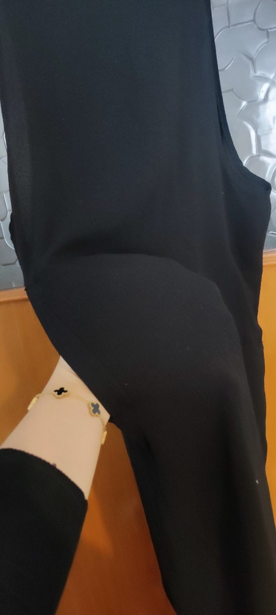 Siyah Drapeli Yüksek Yakalı Uzun tulum - Görsel 3