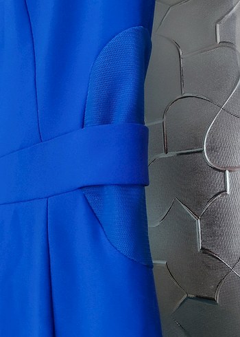 Uzun Lacivert Drapeli Klasik Kadın Elbisesi - Görsel 2