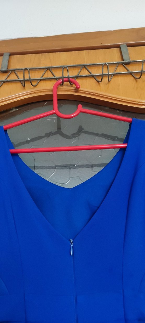 Uzun Lacivert Drapeli Klasik Kadın Elbisesi - Görsel 4