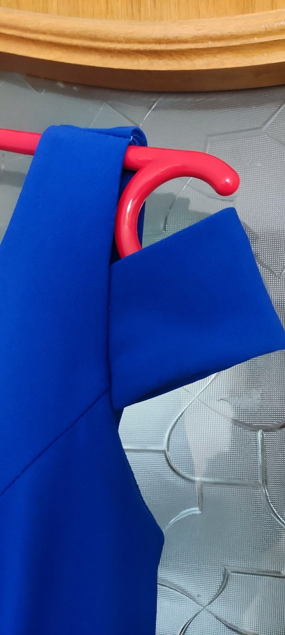 Uzun Lacivert Drapeli Klasik Kadın Elbisesi - Görsel 3