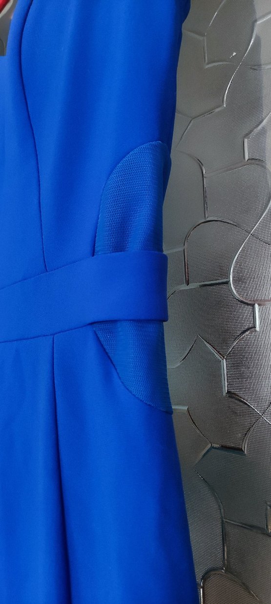 Uzun Lacivert Drapeli Klasik Kadın Elbisesi - Görsel 2