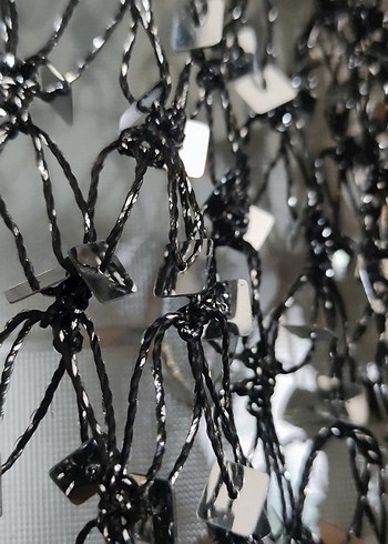 Boncuk İşlemeli Siyah Kadın Atkı - Görsel 3