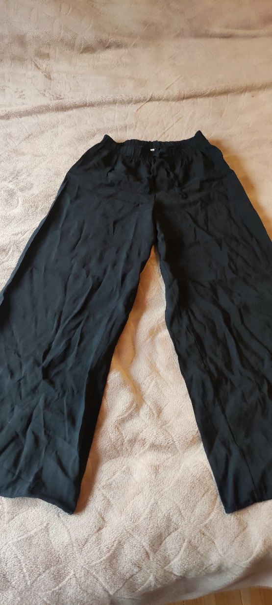 Kadın Siyah Keten Salaş Midi Pantolon - Görsel 3