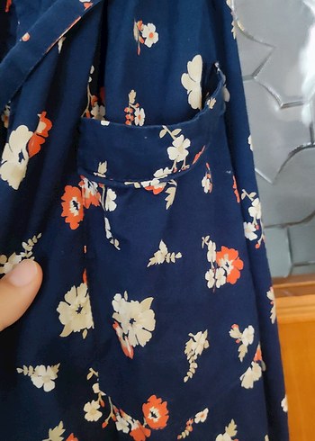 Çiçek Desenli Mavi Bohem Kadın Kimono - Görsel 4