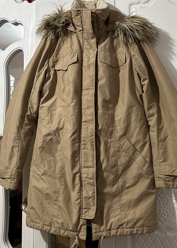 Kadın Bej Kürklü Midi Ceket - Görsel 4