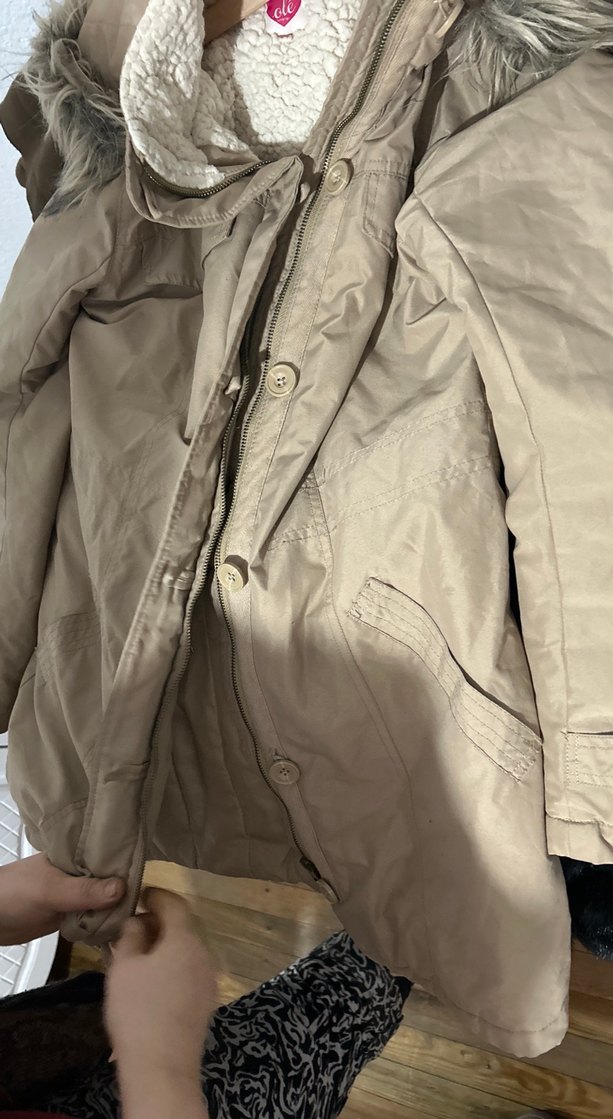 Kadın Bej Kürklü Midi Ceket - Görsel 3