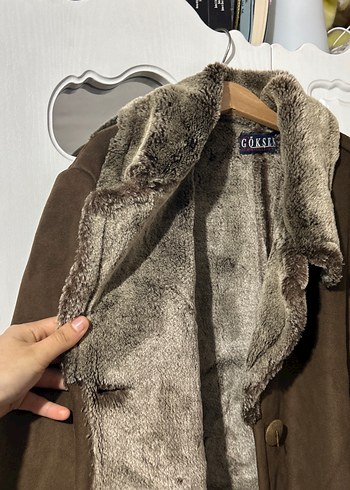 Kahverengi Süet Kürklü Kadın Kaban - Görsel 2