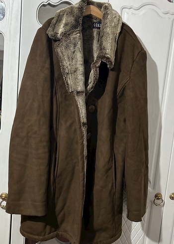 Kahverengi Süet Kürklü Kadın Kaban - Görsel 4