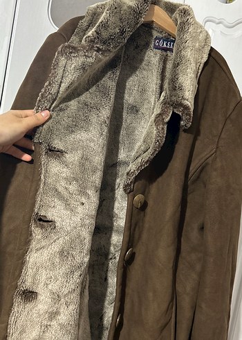 Kahverengi Süet Kürklü Kadın Kaban - Görsel 3