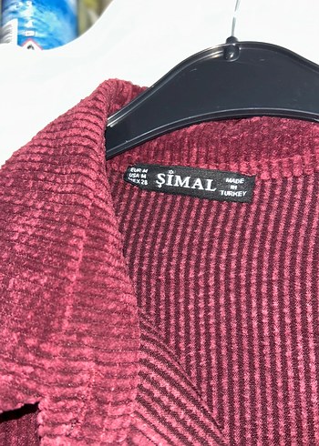 Bordo Kadife Düğmeli Rahat Kesim Gömlek - Görsel 3