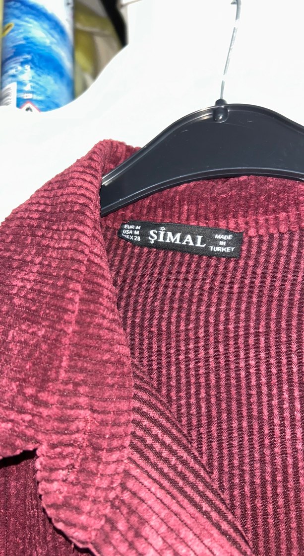 Bordo Kadife Düğmeli Rahat Kesim Gömlek - Görsel 3