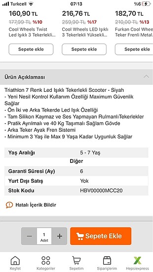 Decathlon Işıklı scooter