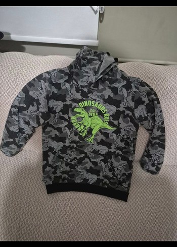 Kapüşonlu Gri Erkek Çocuk Sweatshirt
