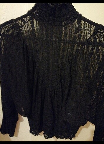 36 Beden siyah Renk Addax transparan bluz 