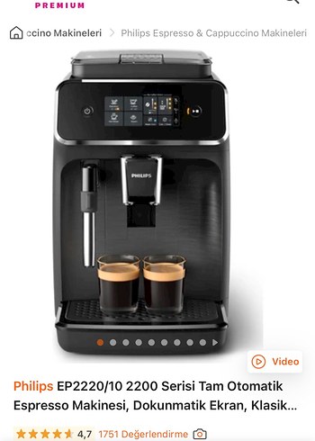 Philips EP2220/10 Tam Otomatik Espresso Makinesi