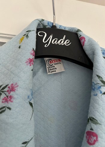 Mavi Çiçek Desenli Uzun Kadın Sabahlık - Görsel 4