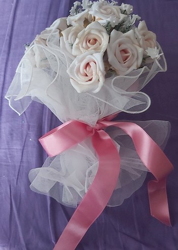 Pembe Dantel Detaylı Gelin Buketi