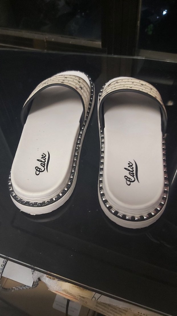 Beyaz Platform Topuklu Yıldızlı Kadın Terlik - Görsel 3