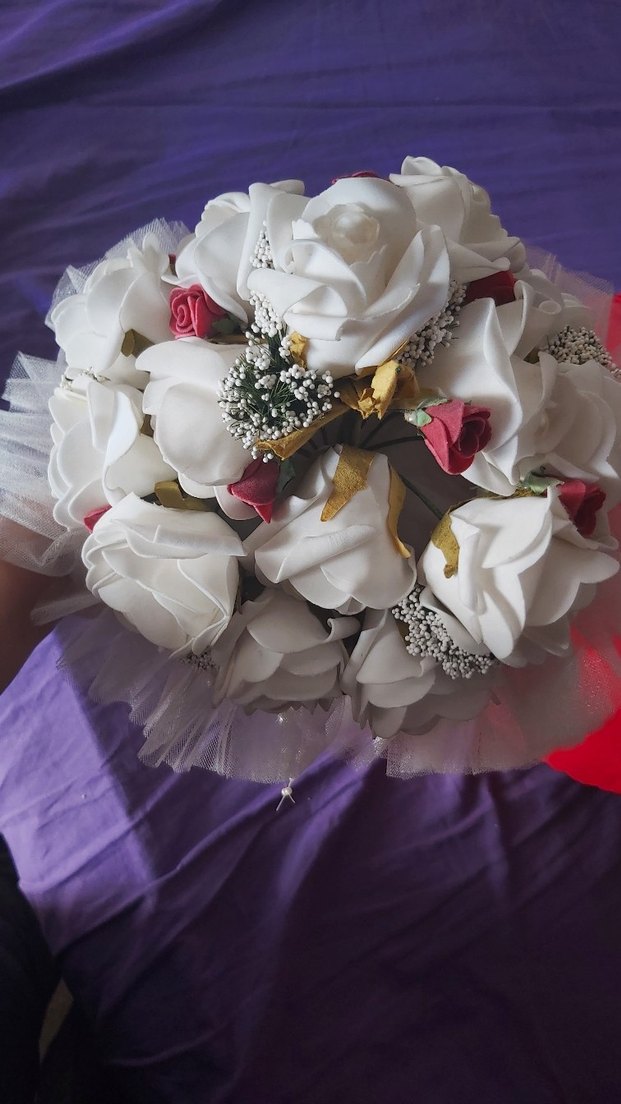 Dantel ve inci Detaylı Beyaz Gelin Buketi - Görsel 4