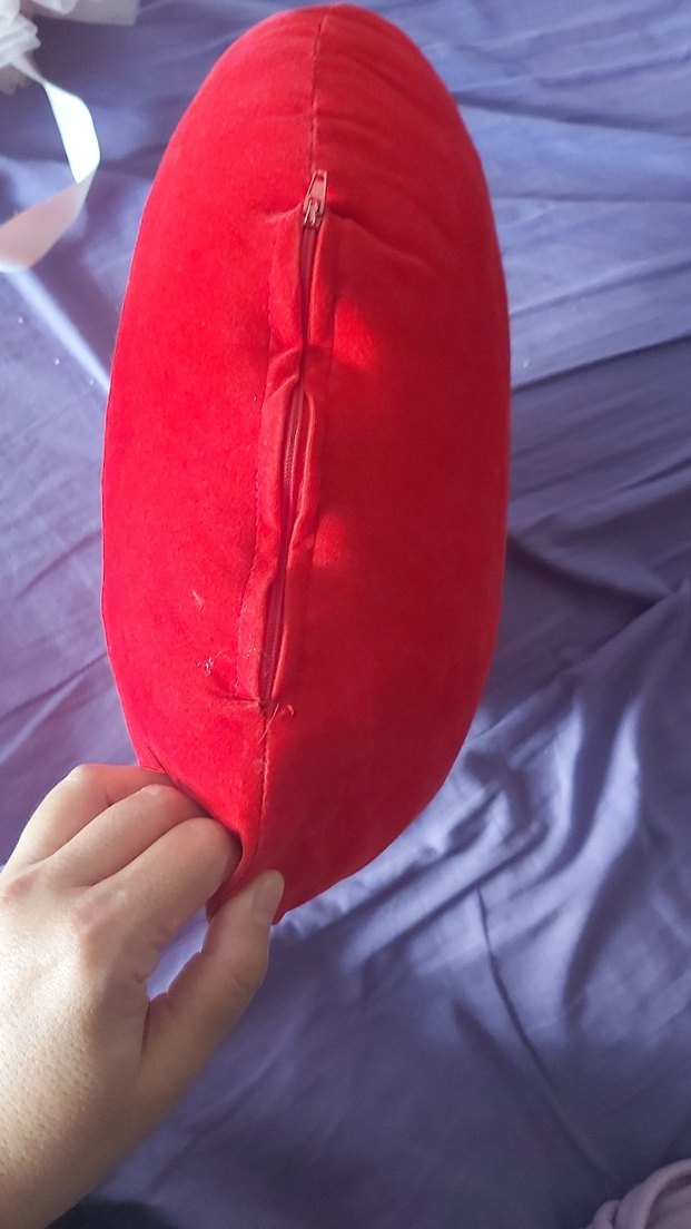 Nakışlı Kırmızı Kalp Yastık - Görsel 3