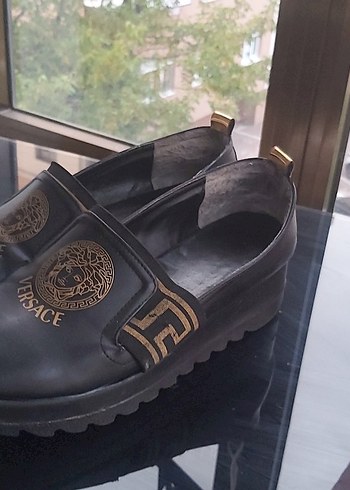 39,5 Beden Versace Erkek Klasik Kahverengi Deri Ayakkabı