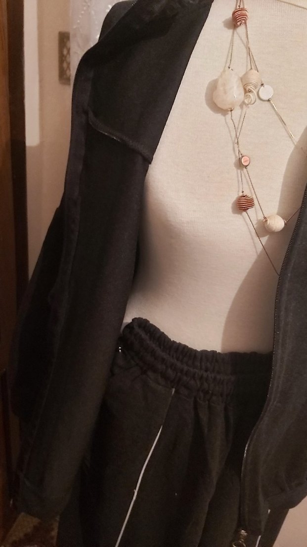 Siyah Kadın Fermuarlı Uzun Paça Eşofman Takımı - Görsel 5