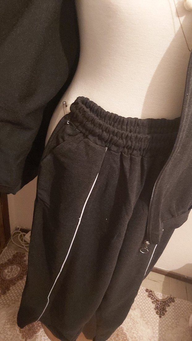 Siyah Kadın Fermuarlı Uzun Paça Eşofman Takımı - Görsel 4