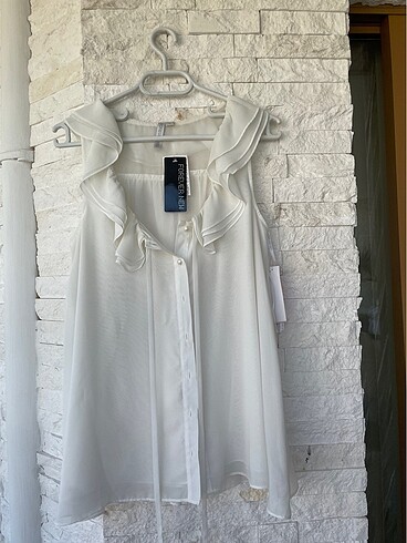 Forever New Şık Tül Beyaz Bluz