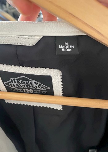 Harley Davidson Kadın Beyaz Deri Biker Ceket - Görsel 3