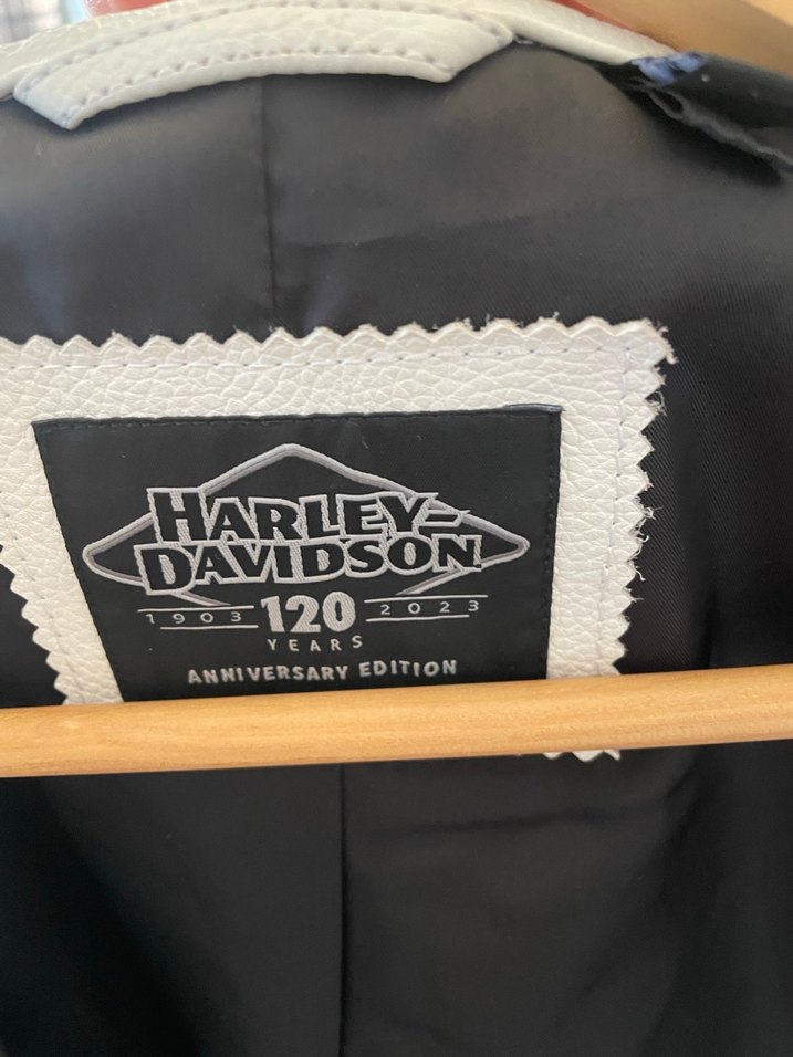 Harley Davidson Kadın Beyaz Deri Biker Ceket - Görsel 4